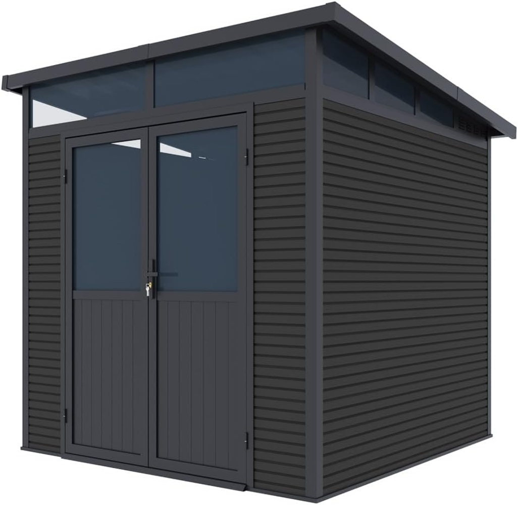 Weide Gartenhaus | Aluminium & WPC | Gerätehaus mit Doppeltür | 218x218x226 cm | Wetterfest in Anthrazit Bild 1