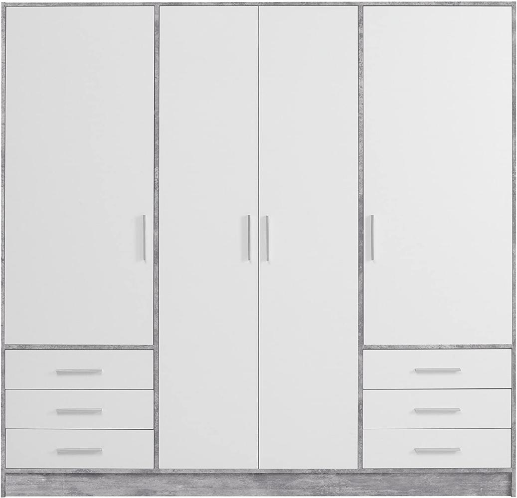 Forte 'Jupiter' Kleiderschrank, betonoptik, 4-türig, 207x200 cm Bild 1