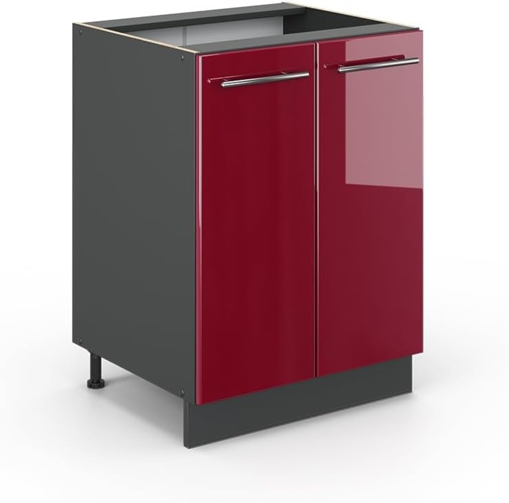 Vicco Unterschrank 60 cm Küchenschrank Hängeschrank Küchenzeile Fame-Line (Bordeaux Hochglanz) Bild 1