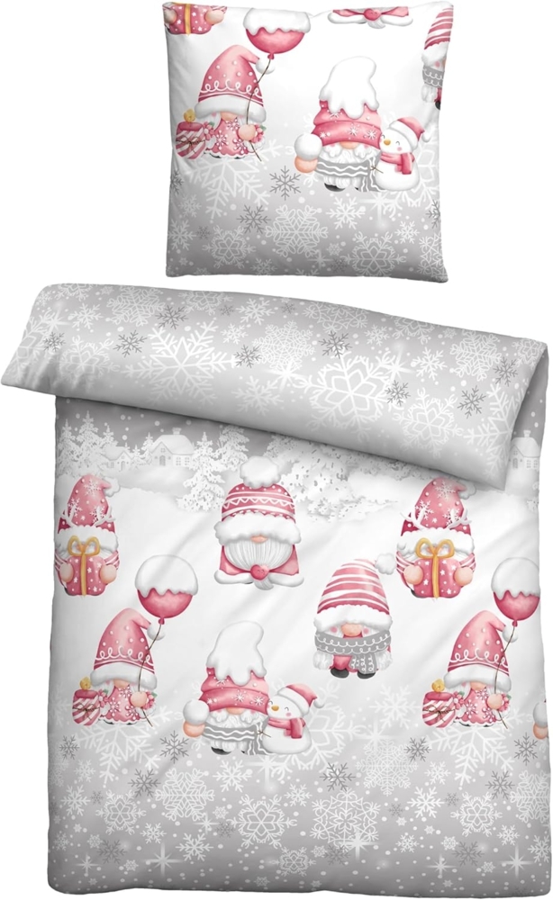 biberna Feinbiber Bettwäsche WICHTEL, sturmgrau, 1x 155x220 cm + 1x 80x80 cm Bild 1