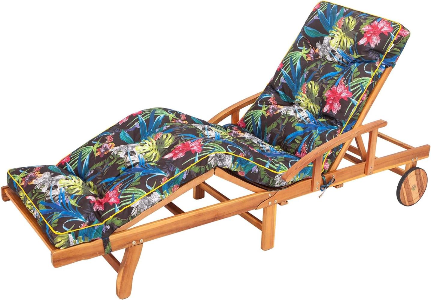 Liegenauflage, Auflage für Gartenliege 200 x 55 x 8 cm, Auflagen für Deckchair, Polsterauflage für Sonnenliege, Kissen für Liegestuhl, gesteppt - Bunte Bläter Bild 1