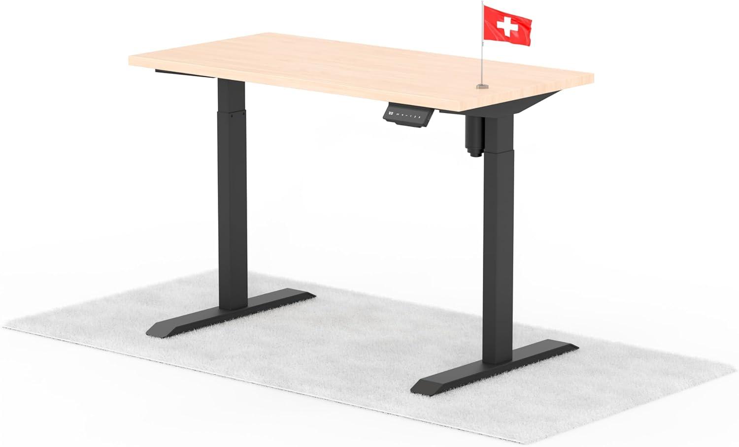 elektrisch höhenverstellbarer Schreibtisch ECO 120 x 60 cm - Gestell Schwarz, Platte Eiche Bild 1