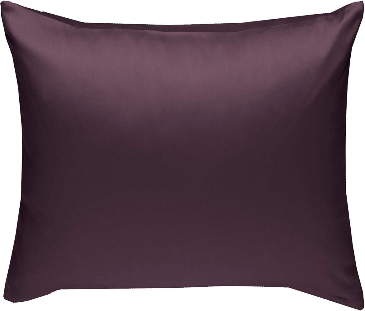 Bettwaesche-mit-Stil Mako-Satin / Baumwollsatin Bettwäsche uni / einfarbig brombeer Kissenbezug 50x50 cm Bild 1