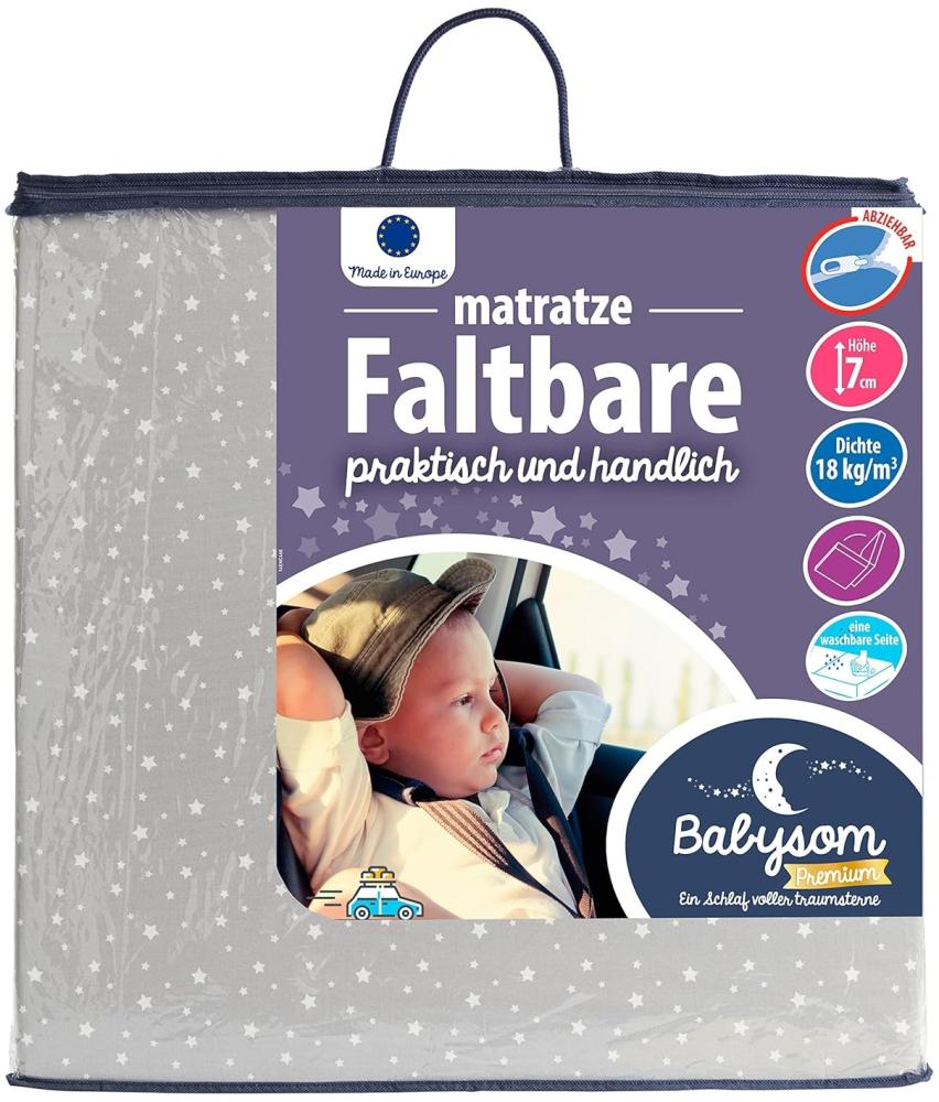 Babysom - Faltbare Babymatratze - Reisebettmatratze - 60x120 cm | Kindermatratze für Beistelbett | Bezug abziehbar | Kaltschaum Bild 1