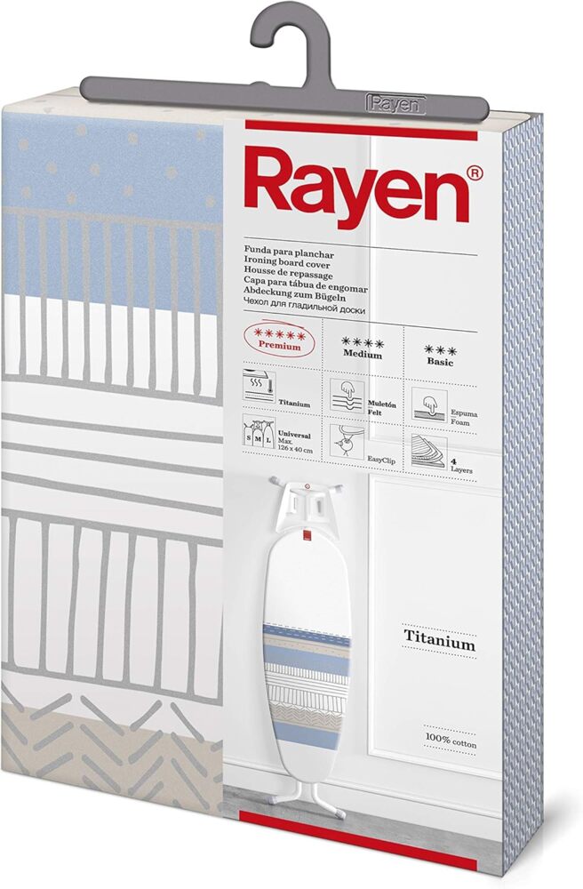 Rayen 6157. 12 Bügelbrettbezug, 45x130 cm, Molton und Titanharzbeschichtung, Modell sortiert Bild 1