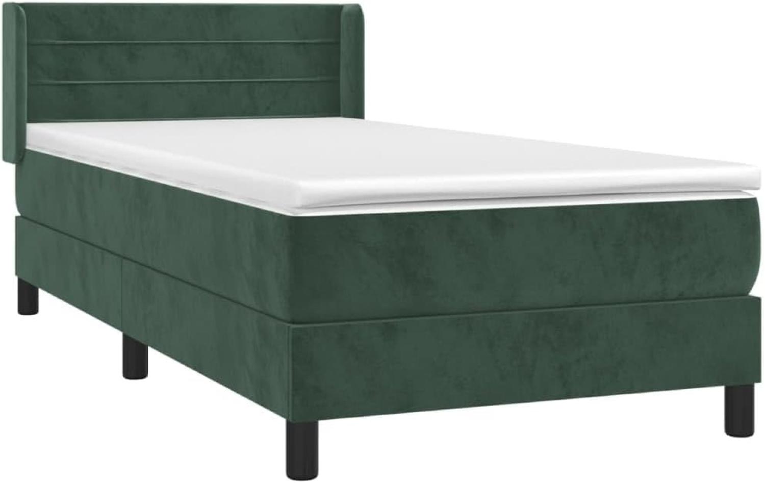 vidaXL Boxspringbett mit Matratze Dunkelgrün 90x190 cm Samt 3130994 Bild 1