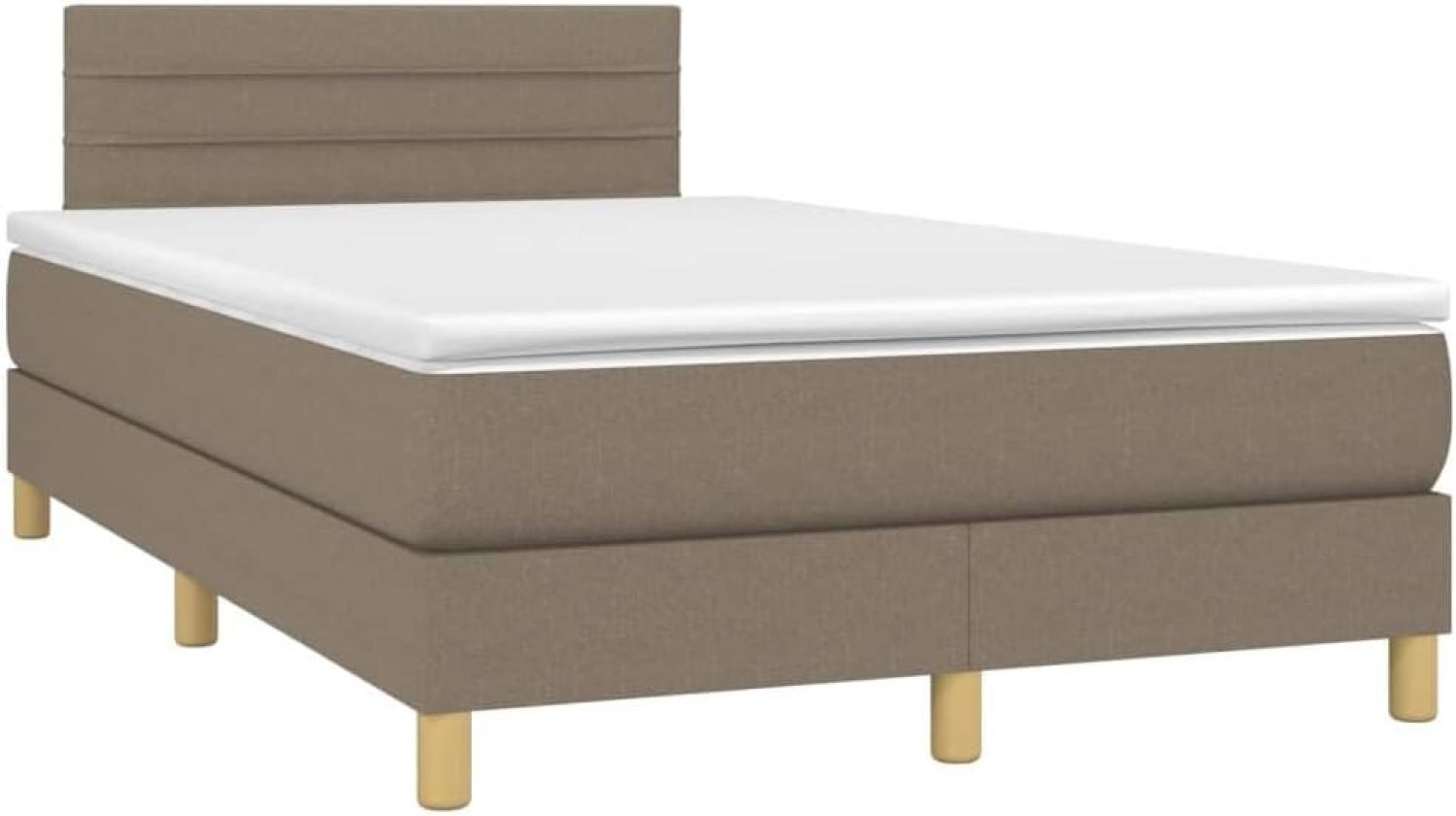 vidaXL Boxspringbett mit Matratze Taupe 120x200 cm Stoff, Härtegrad: H2 [3140685] Bild 1