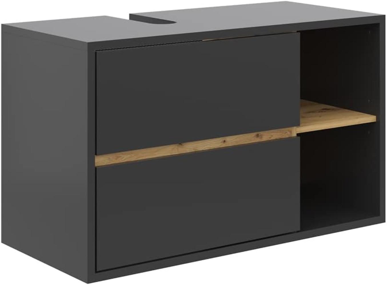 Vicco Waschtischunterschrank Waschbeckenunterschrank Viola modern 100x60 cm Badkommode Badschrank Badezimmer Schrank Badmöbel Schranktür Schrankfach (Anthrazit-Eiche) Bild 1