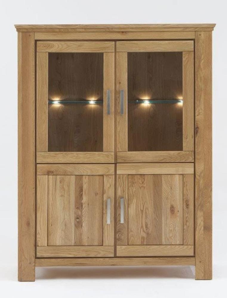 Vitrine halbhoch Viterbo 125 x 165 x 47 Wildeiche teilmassiv Glasschrank Bild 1