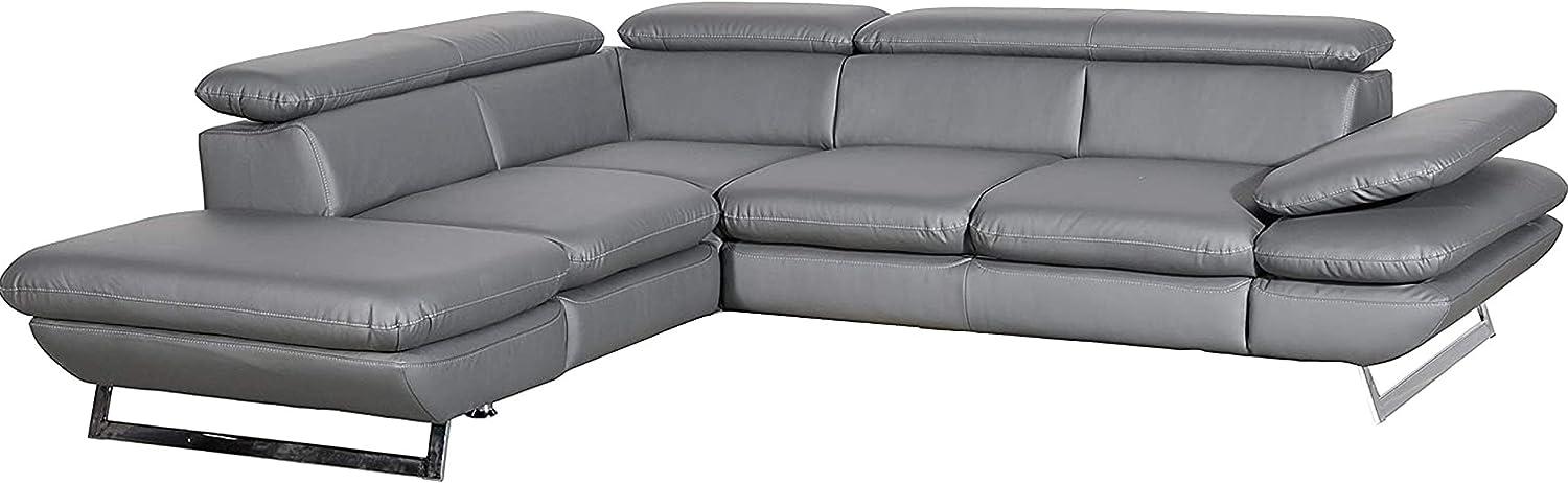 Mivano Ecksofa Prestige / L-Form-Sofa mit Ottomane / Kopfstützen und Armlehne verstellbar / 265 x 74 x 223 / Kunstleder, dunkelgrau Bild 1