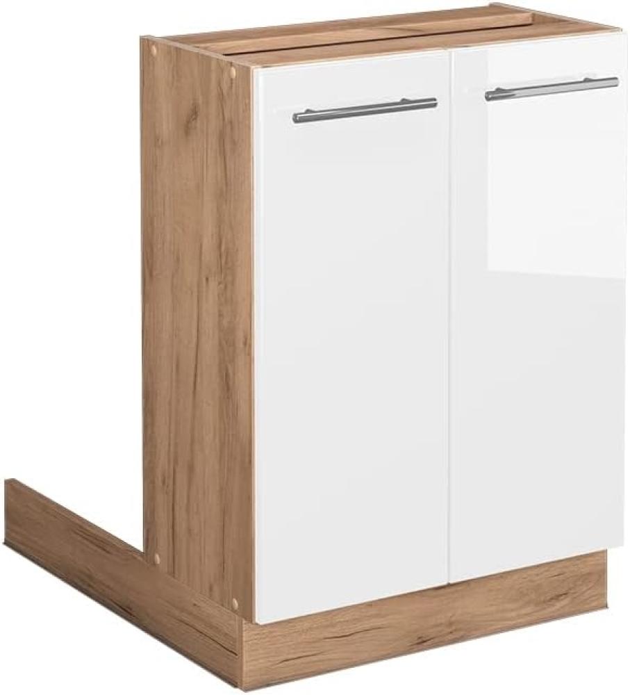 Vicco Küchenschrank Küchenmöbel Fame-Line modern Küche Einbauküche Küchenzeile Blende Unterschrank Hochschrank Hängeschrank (Eiche-Weiß Hochglanz, Regalinselunterschrank 60 cm) Bild 1