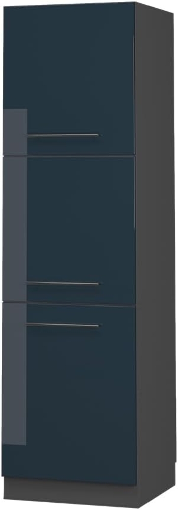 Vicco Herdschrank Fame-Line Anthrazit Dunkelblau Hochglanz 60 cm 3 Türen Bild 1