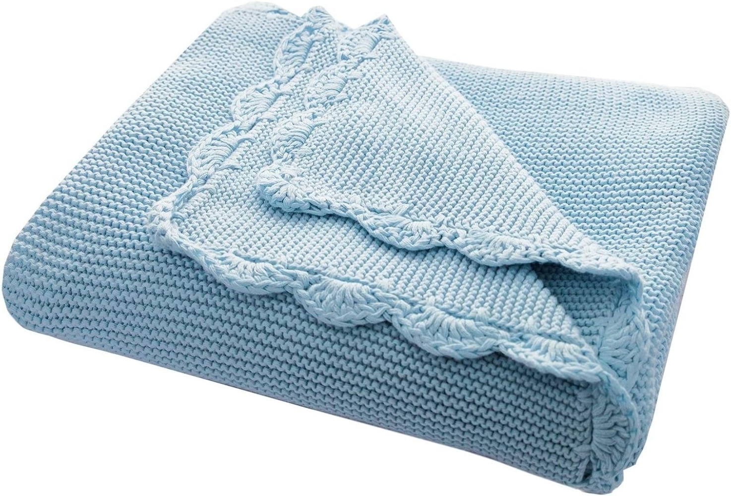 Bio Baby Kuscheldecke 100% Bio-Baumwolle (kbA) GOTS zertifiziert, Himmelsblau, 80x100 cm Bild 1