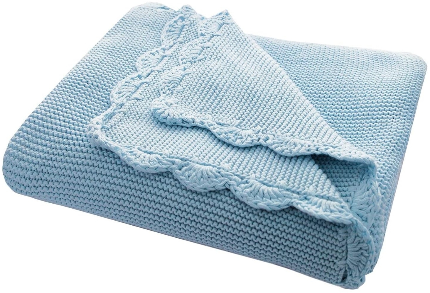 Bio Baby Kuscheldecke 100% Bio-Baumwolle (kbA) GOTS zertifiziert, Himmelsblau, 80 x 100 cm Bild 1