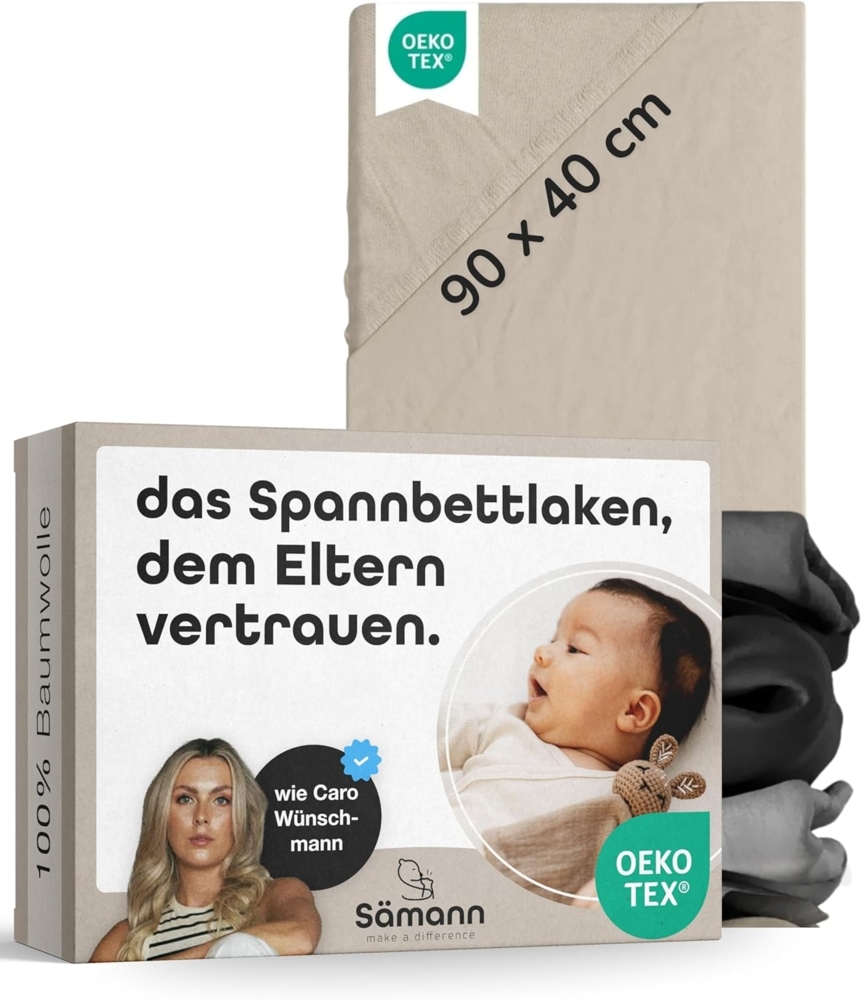 Sämann Spannbettlaken 90x40 cm Jersey natur Bild 1