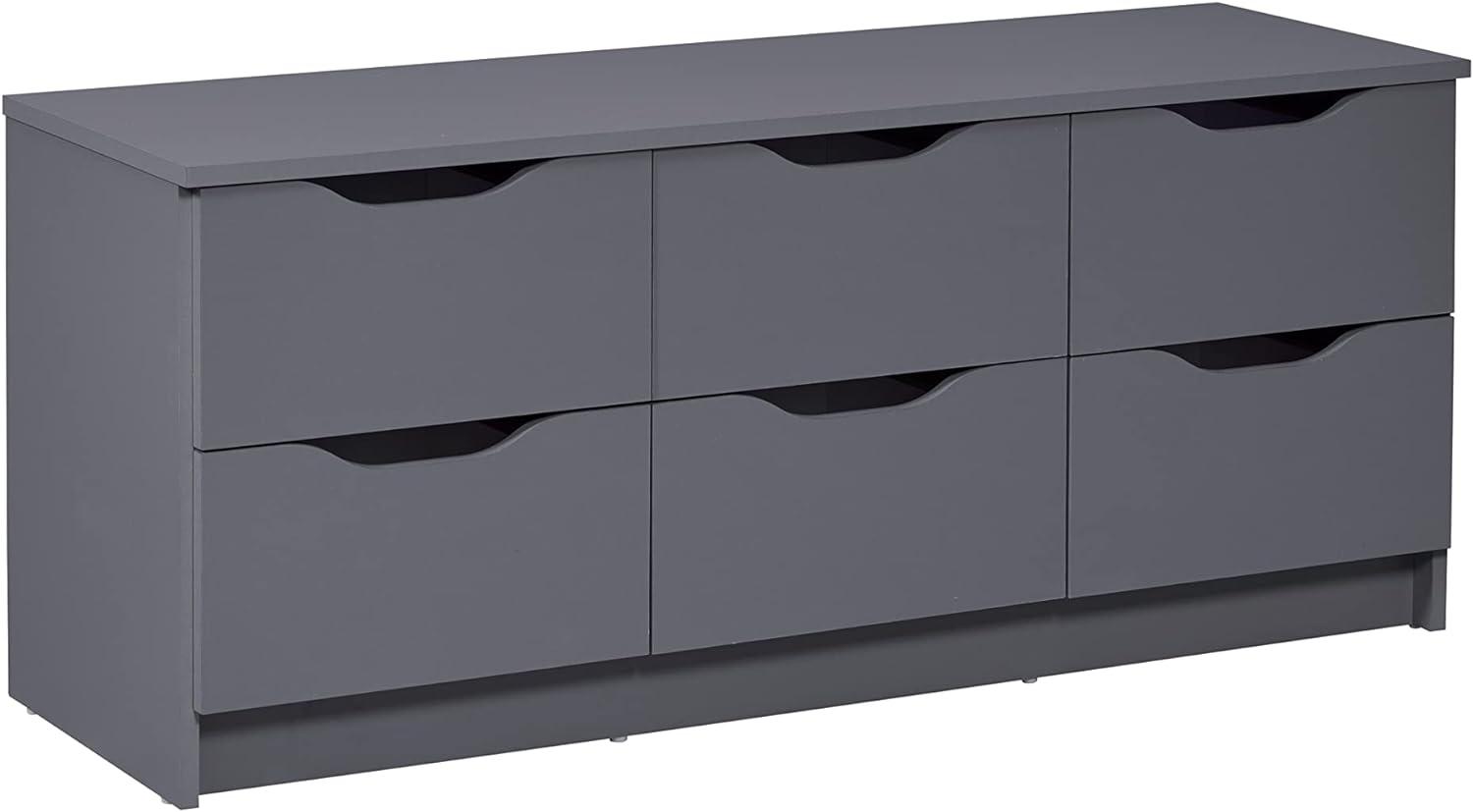 Kommode mit Schubladen | Sideboard | Schubladenschrank | Für Schlafzimmer, Wohnzimmer, Badezimmer | Grau | Bietet viel Stauraum | Holzwerkstoff | Robust | Pflegeleicht | Silenzia 6-B Bild 1