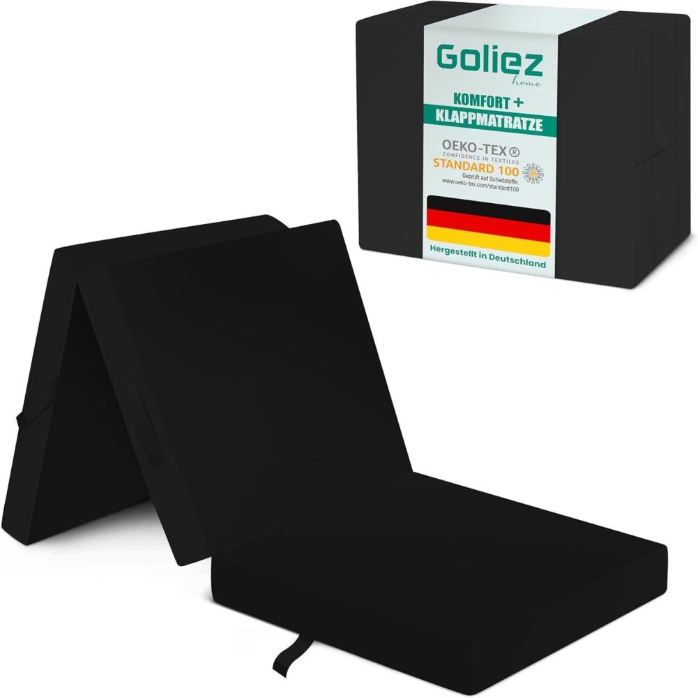 Goliez® Komfort Gästematratze Klappmatratze für Reisebett Kamping Bett und Sitzblock, Bezug Klappbare Liegematratze Gästebett Öko-Tex Zertifiziert Maschinenwaschbar Einzel 190 x 60 x 7 cm Dunkle Schwarz Bild 1