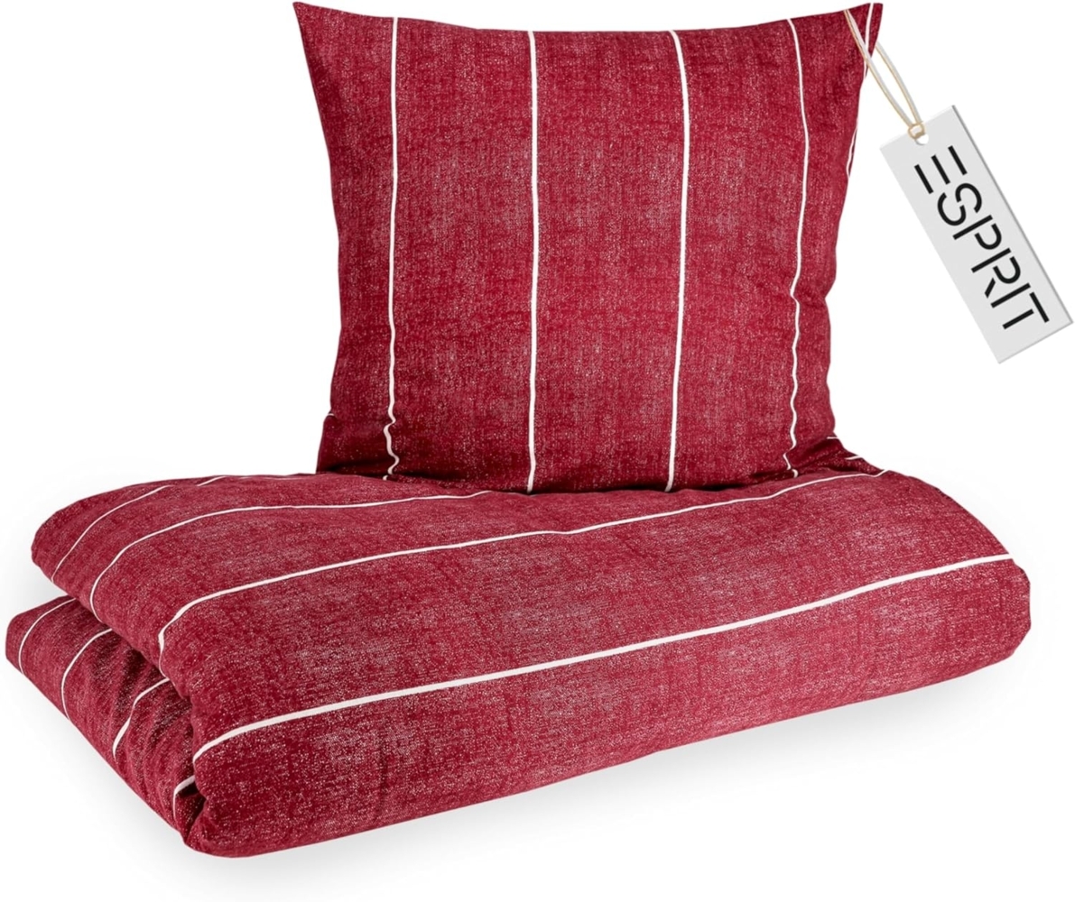 Esprit Bettwäsche FLANELL Winter Bettwäsche, Baumwolle, 1 teilig, 135x200 cm in Rot Bild 1
