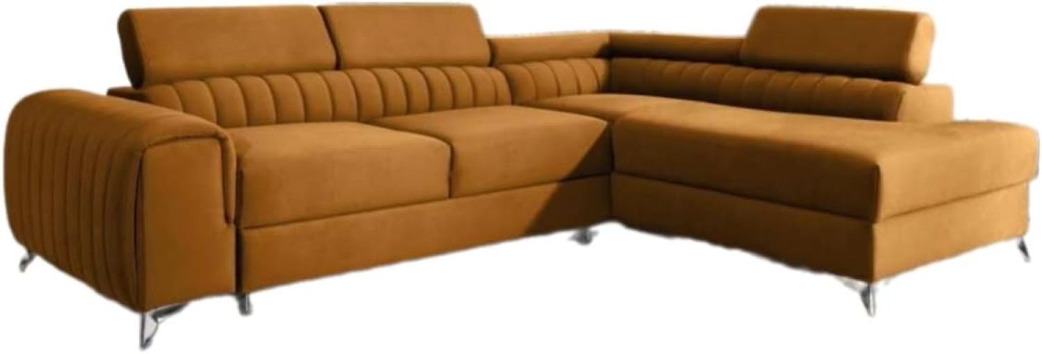 Designer Sofa Tirenni mit Schlaf- und Klappfunktion Senf Rechts Bild 1