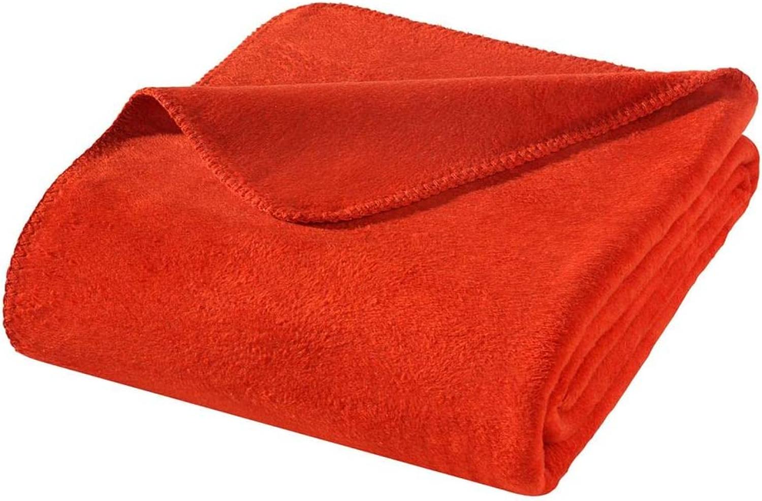 WOHNWOHL Kuscheldecke 150x200cm • weiche Tagesdecke • Sofadecke • Wohndecke • Schlafdecke • Ökotex Zertifizierte Baumwolldecke • Farbe: Rot Bild 1