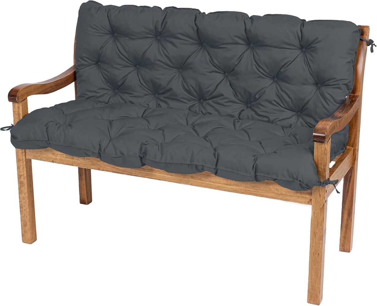 TexDeko® Garden Gartenbankauflage mit Rückenlehne wasserabweisend UV - beständig Bankauflage In- & Outdoor Sitzkissen und Rückenkissen Hollywoodschaukel Sitzpolster (170 x 50 x 50 cm Anthrazit) Bild 1