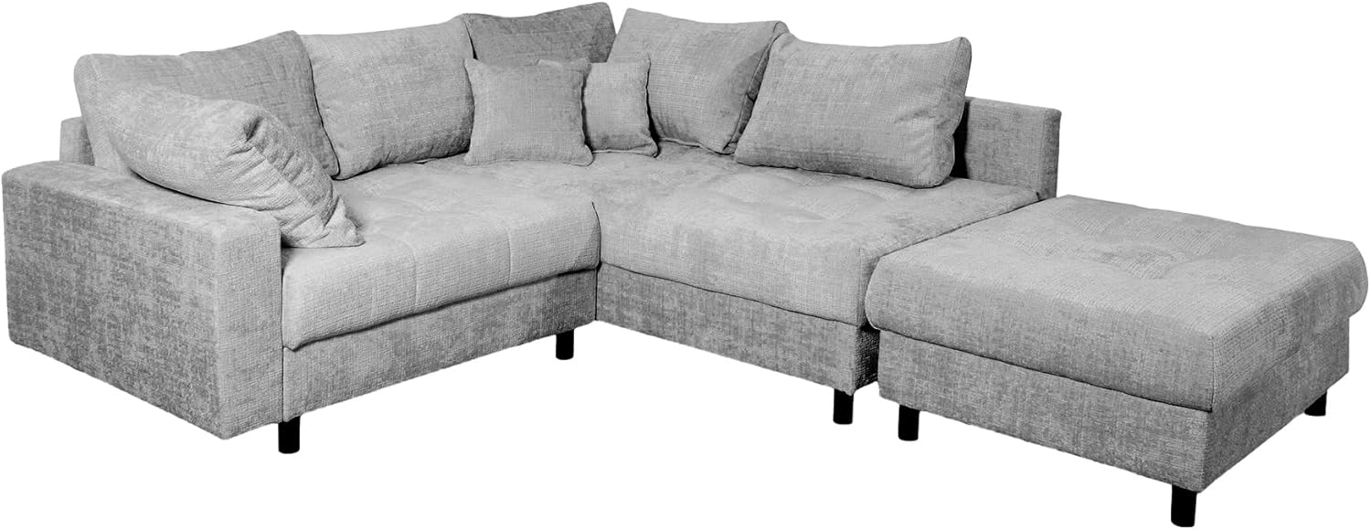 riess-ambiente Ecksofa KENT 220cm grau · Couch mit Chenille-Bezug und Hocker, Set 2 Teile, Wohnlandschaft · Federkern · inkl. Kissen · L-Förmig · Modern Design Bild 1