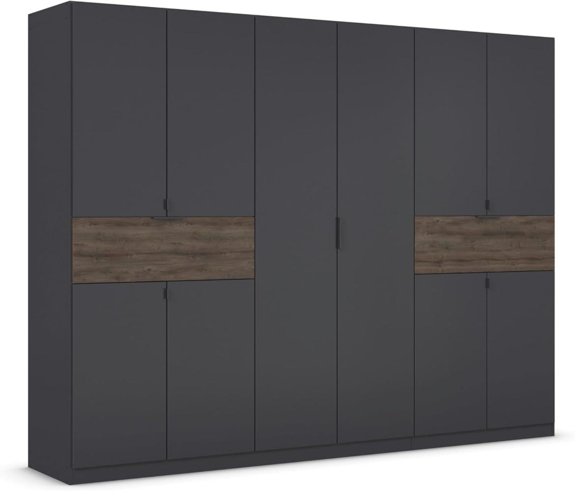 rauch Kleiderschrank, Drehtürenschrank TICAO, 10-türig, 2 Schubkästen, inkl. Türdämpferset, Grau metallic/Atlantik Oak dunkel, 271x210x54cm Bild 1