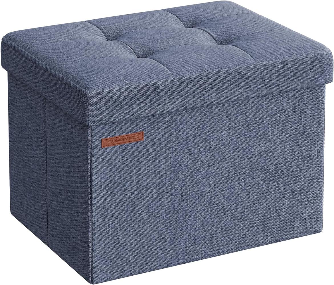 Songmics 41 cm Sitzbank mit Stauraum, klappbare Sitztruhe, Aufbewahrungsbox, Fußbank, helldenimblau LSF102Q01 Bild 1