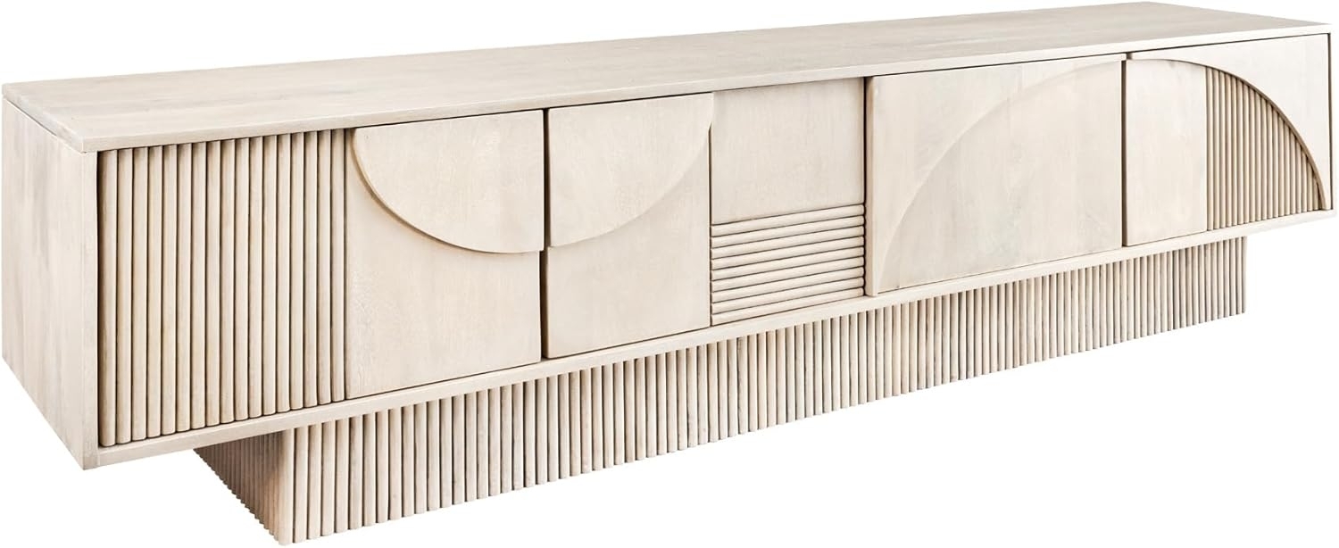 riess-ambiente Lowboard ART DECO 200cm weiß gekälkt (Einzelartikel, 1 St), Massivholz · TV-Schrank · 6 Fächer · 3D-Front · Wohnzimmer · Design Bild 1