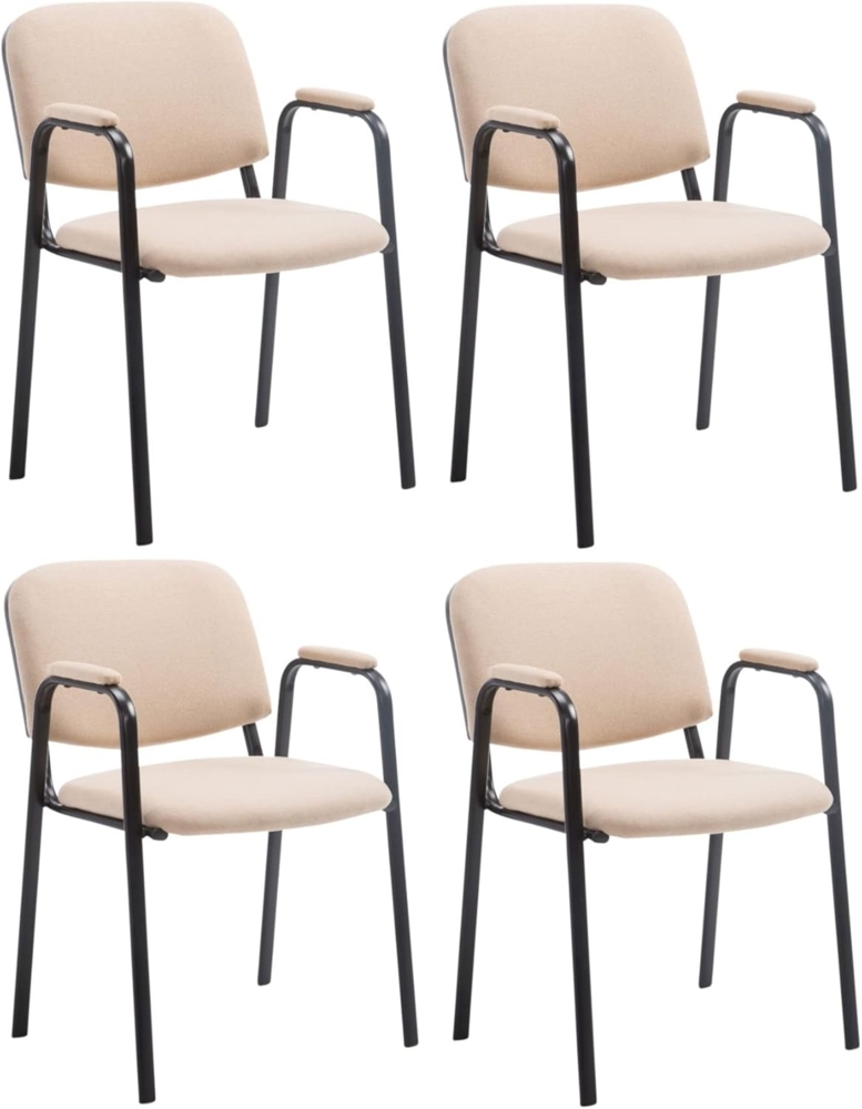 CLP 4er Set Besucherstühle Ken Pro Stoff mit Metallgestell und Stoffbezug,creme Bild 1