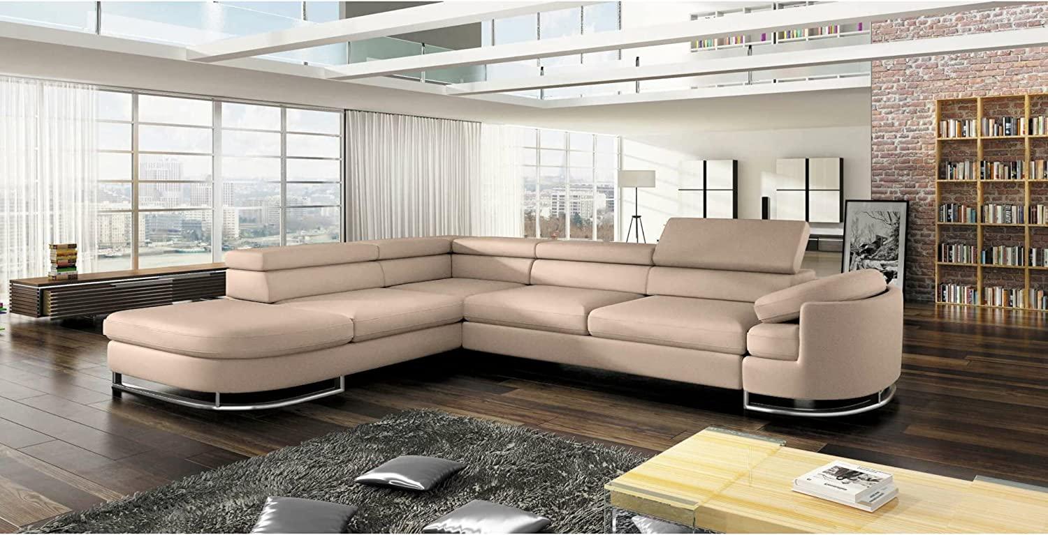 Stylefy Ice Ecksofa Cappuccino Velours KRONOS Links Bild 1