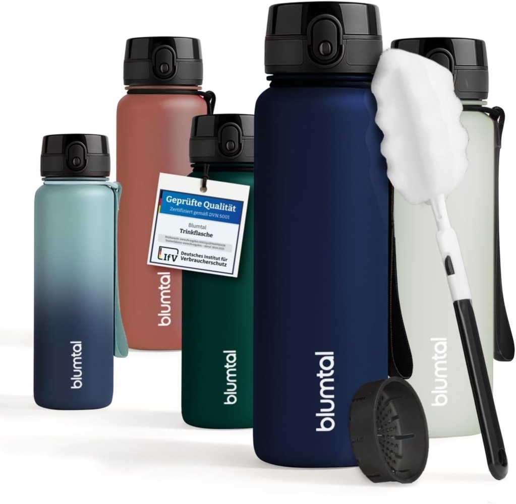 Blumtal Trinkflasche auslaufsichere Trinkflasche Sport + 1-Klick-Verschluss, BPA-freie Wasserflasche mit Sieb - spülmaschinenfest Bild 1
