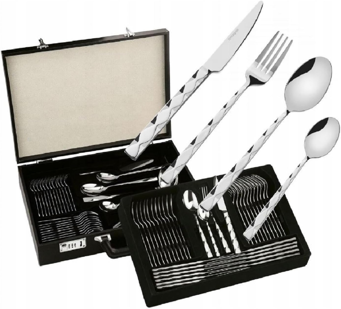 QLS Besteck-Set Diamond (72-tlg), 12 Personen, aus Edelstahl im Koffer Hoher Glanz Bild 1