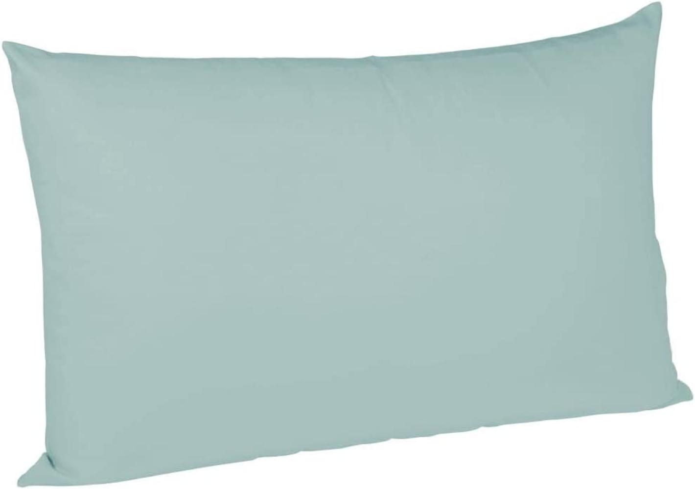 2 Stück Fleuresse Mako-Satin Kissenbezüge 40x60 cm uni mit RV DP 6078 aqua Bild 1