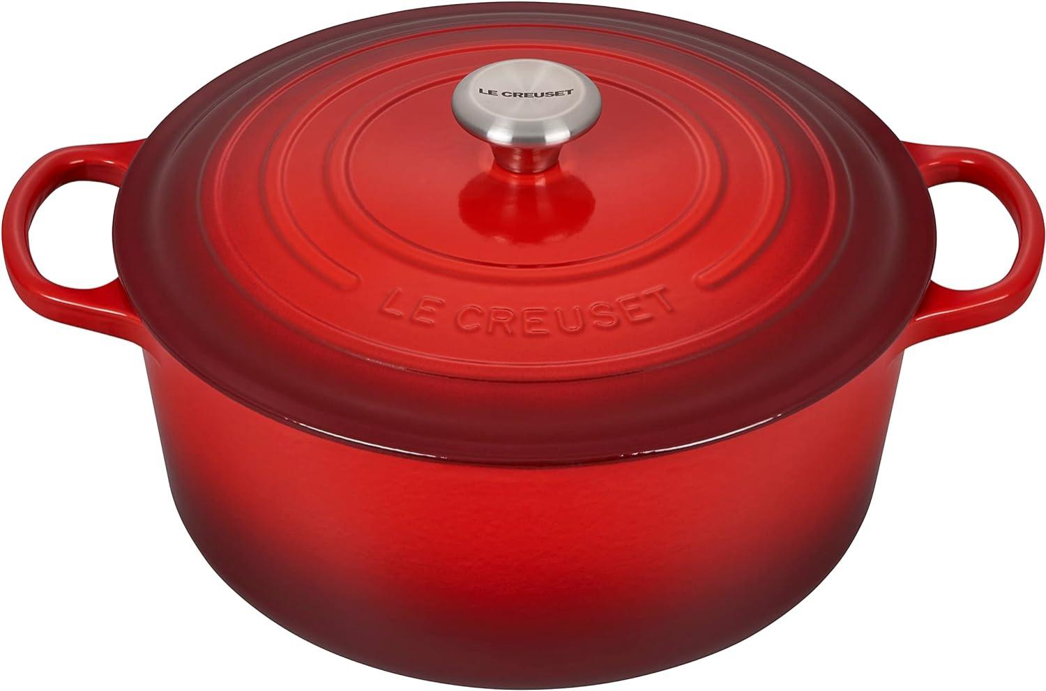 Le Creuset Signature Gusseisen-Bräter mit Deckel, Für alle Herdarten und Induktion geeignet, Rund, Kirschrot, 30,0 cm, 8.1 Bild 1