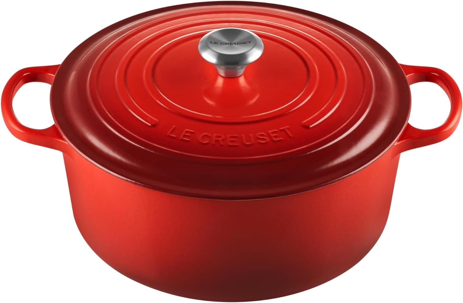 Le Creuset Signature Gusseisen-Bräter mit Deckel, Für alle Herdarten und Induktion geeignet, Rund, Kirschrot, 30,0 cm, 8.1 Bild 1