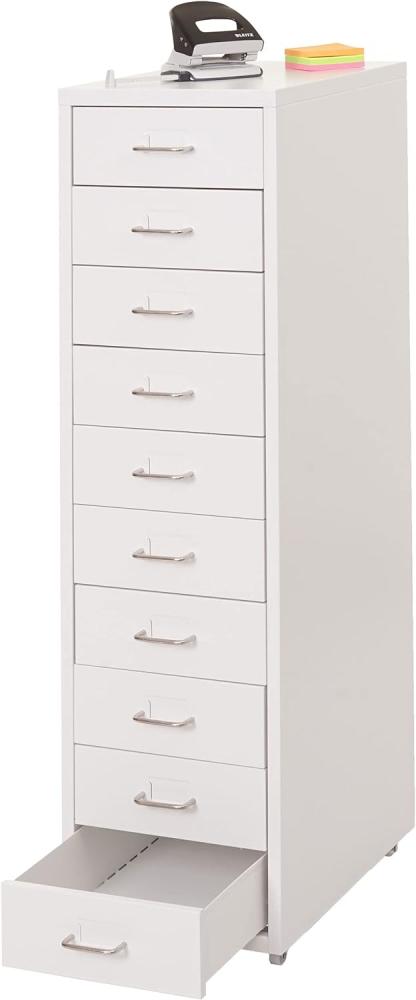 Rollcontainer Boston T851, Schubladenschrank Stahlschrank, 110x28x41cm 10 Schubladen ~ weiß Bild 1