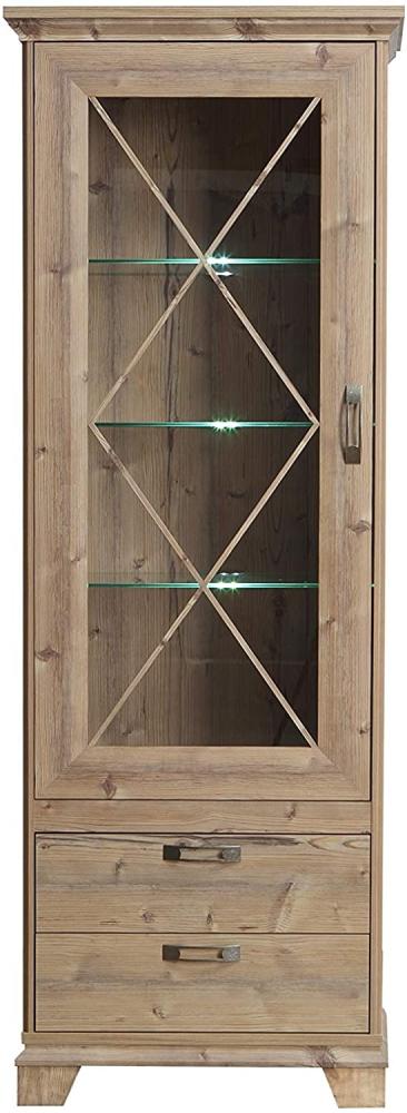 FORTE Nepal Vitrine mit LED Beleuchtung, Holzwerkstoff, Braun, 75,6 x 209,2 x 45 cm Bild 1