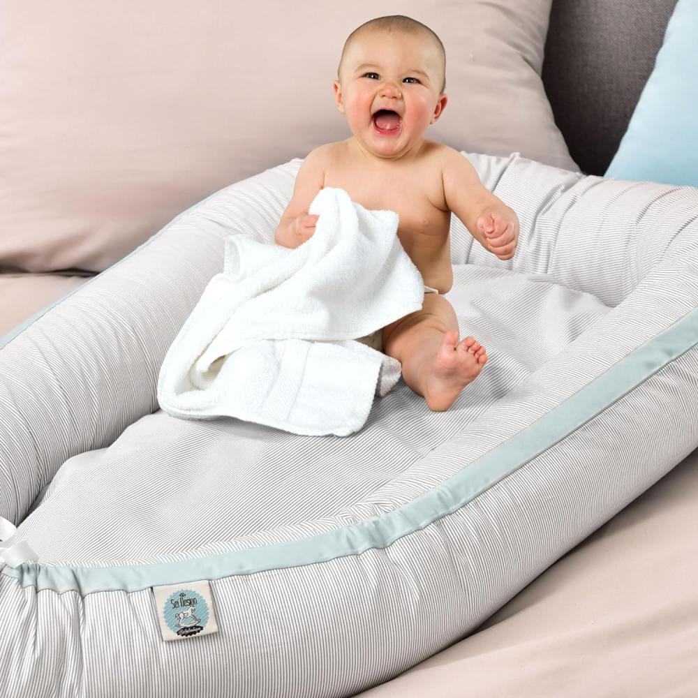 sei Design Babynest XXL multifunktionale Babynestchen Neugeborene 88x60x12 Matratze mit wasserdichte Folie Babybett Komplett Set Nestchen Baby XXL groß, Reisebett Bild 1