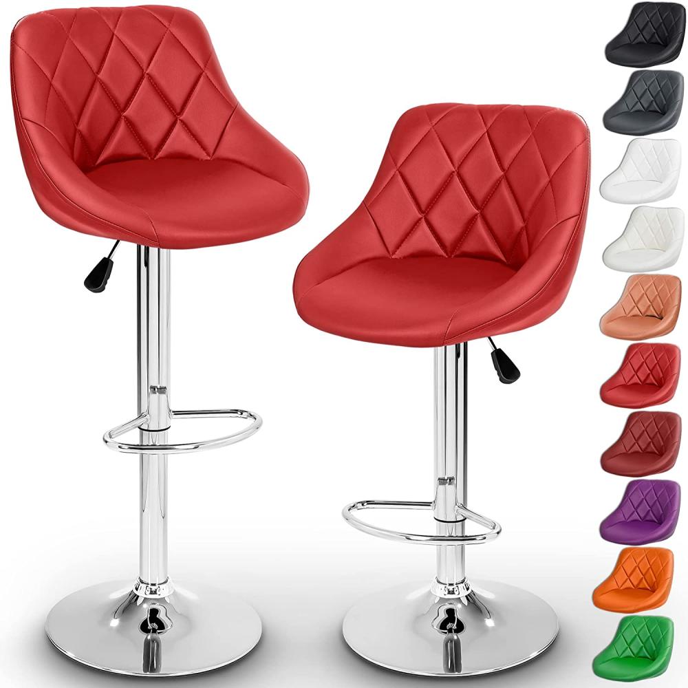 TRESKO® 2er Set Barhocker Barstuhl Tresenhocker Küchenhocker Hocker Loungesessel 2x rot Bild 1