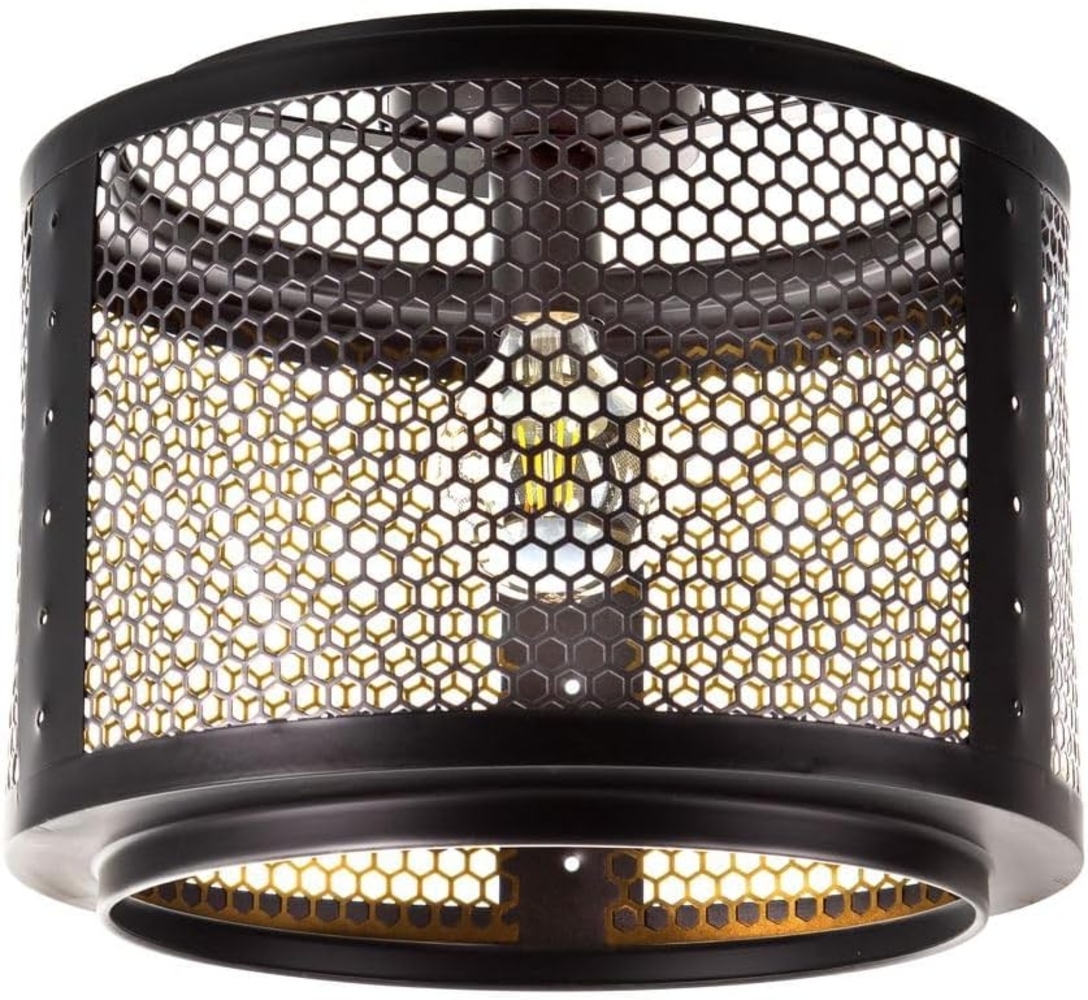 Deckenlampe Schlafzimmerleuchte, Gitterschirm gold schwarz Bild 1