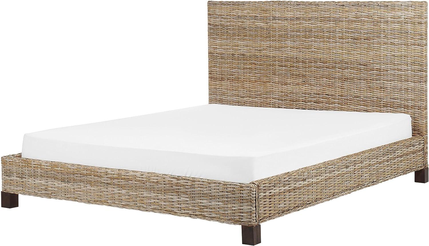 Doppelbett Rattan natürlich Lattenrost 160 x 200 cm SALBRIS Bild 1