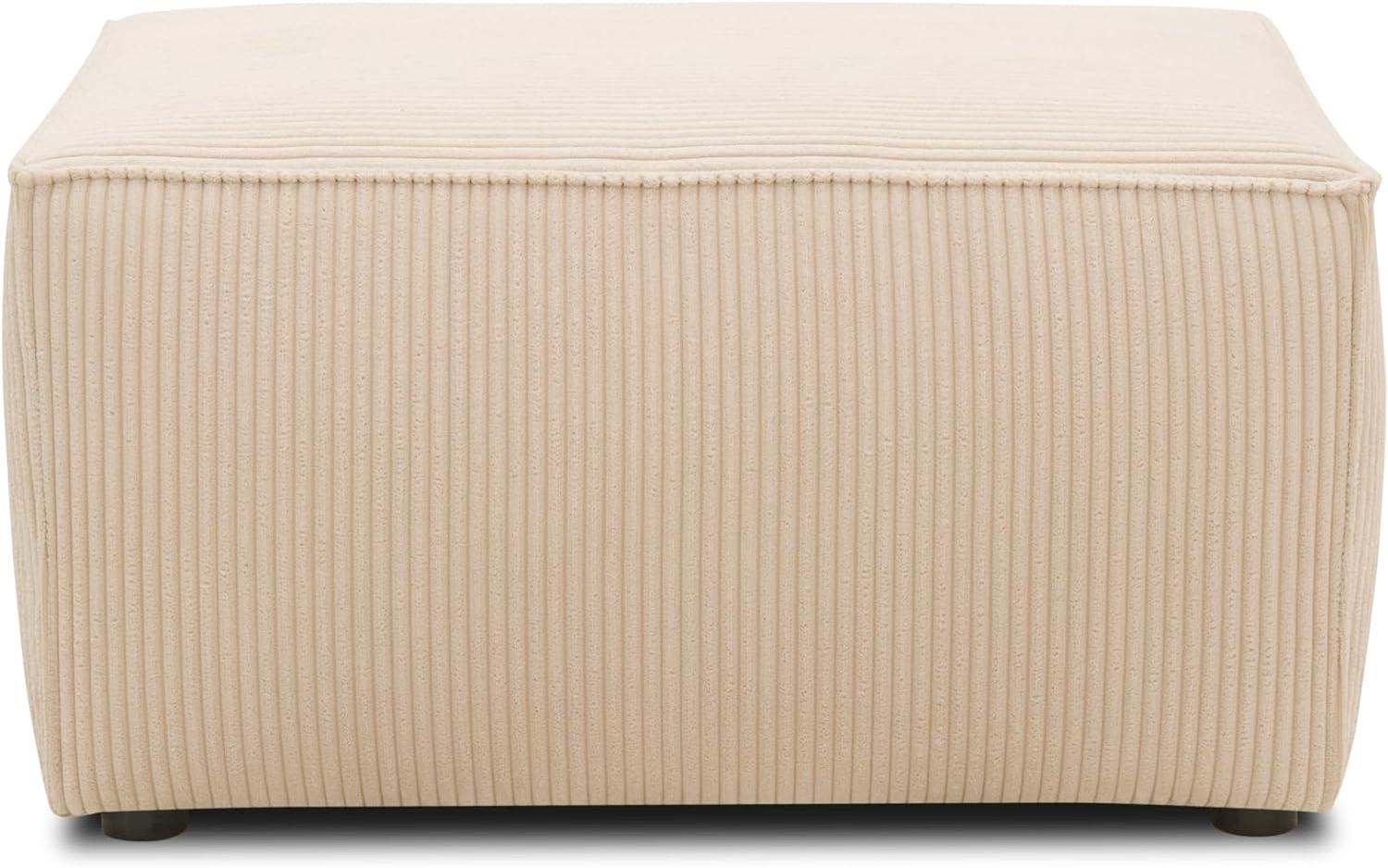 Domo. Collection Hocker Portland, Polsterhocker, Cord Hocker, Einzelhocker, Beistellhocker, 80 x 60 43 cm in creme Bild 1