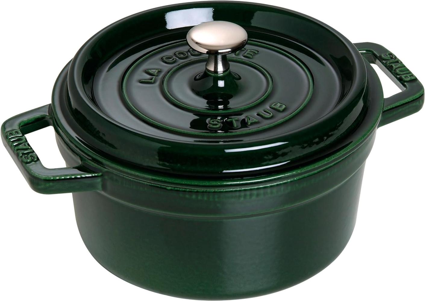 STAUB Gusseisen Bräter/Cocotte, Rund 22 cm, 2,6 L, Aromaregen Funktion, Für alle Herdarten geeignet, Basilikum/Grün Bild 1