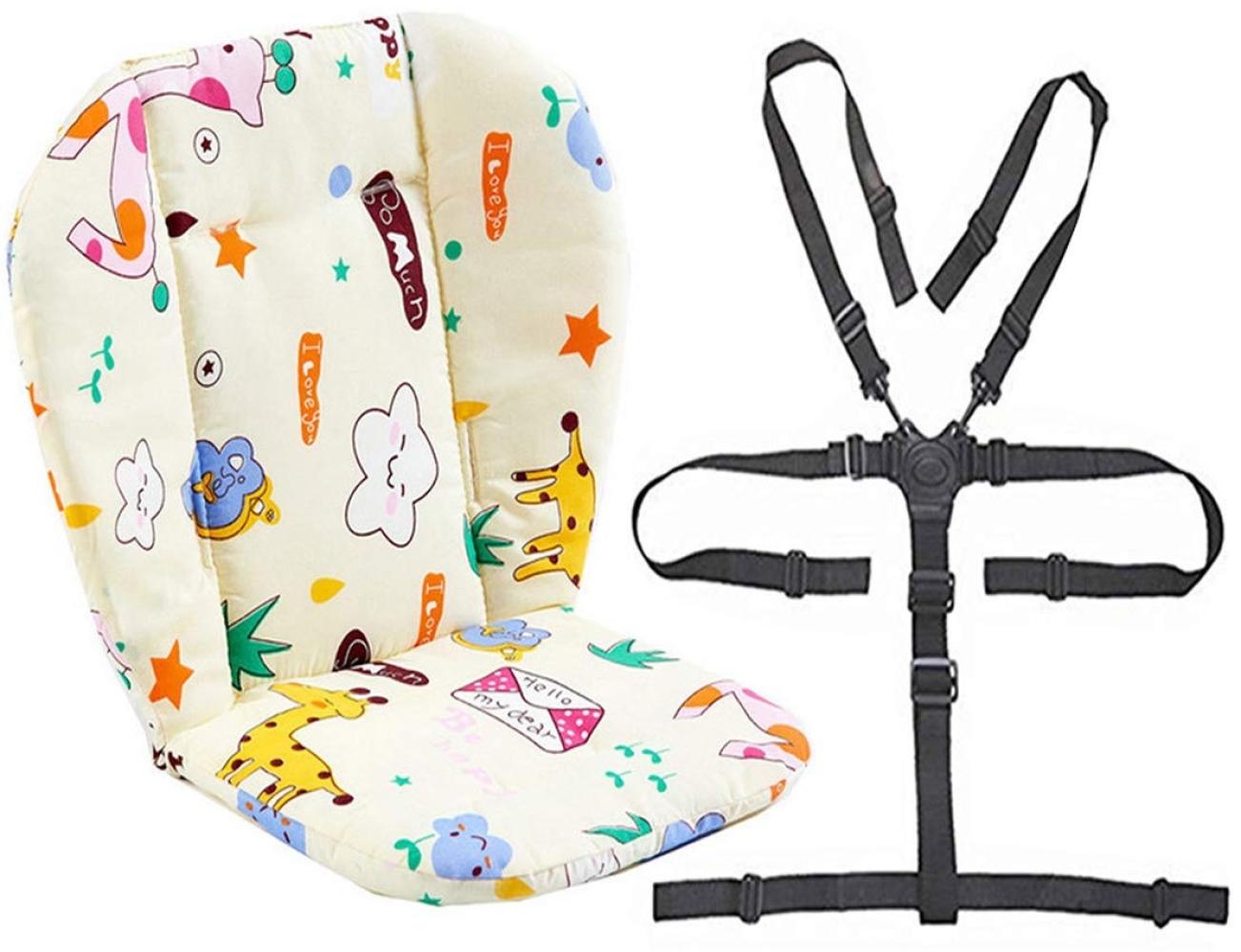 Kinderwagen/Hochstuhl Sitzkissen Liner Mat Pad Cover Resistant und Hochstuhlgurte (5-Punkt-Auffanggurt) 1 Anzug (Giraffe) Bild 1