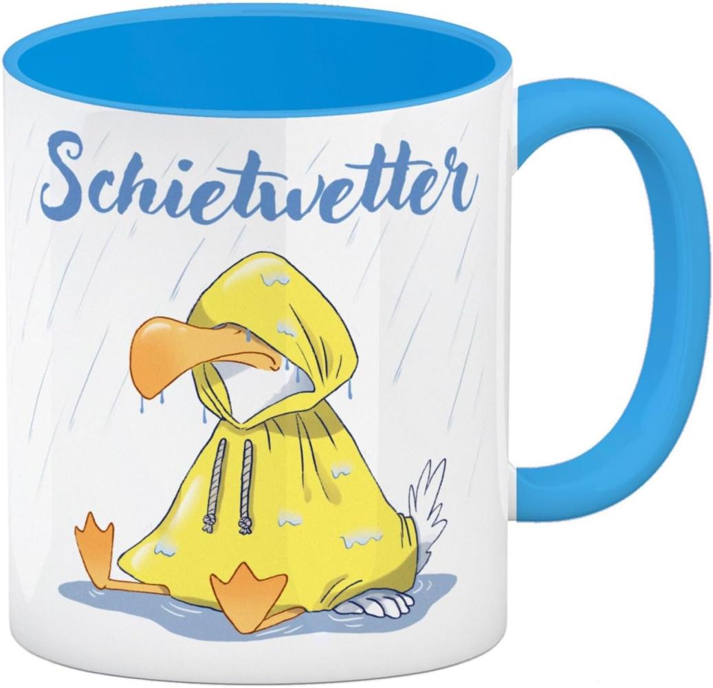 speecheese Tasse Möwe Kaffeebecher in hellblau mit Spruch Schietwetter Bild 1