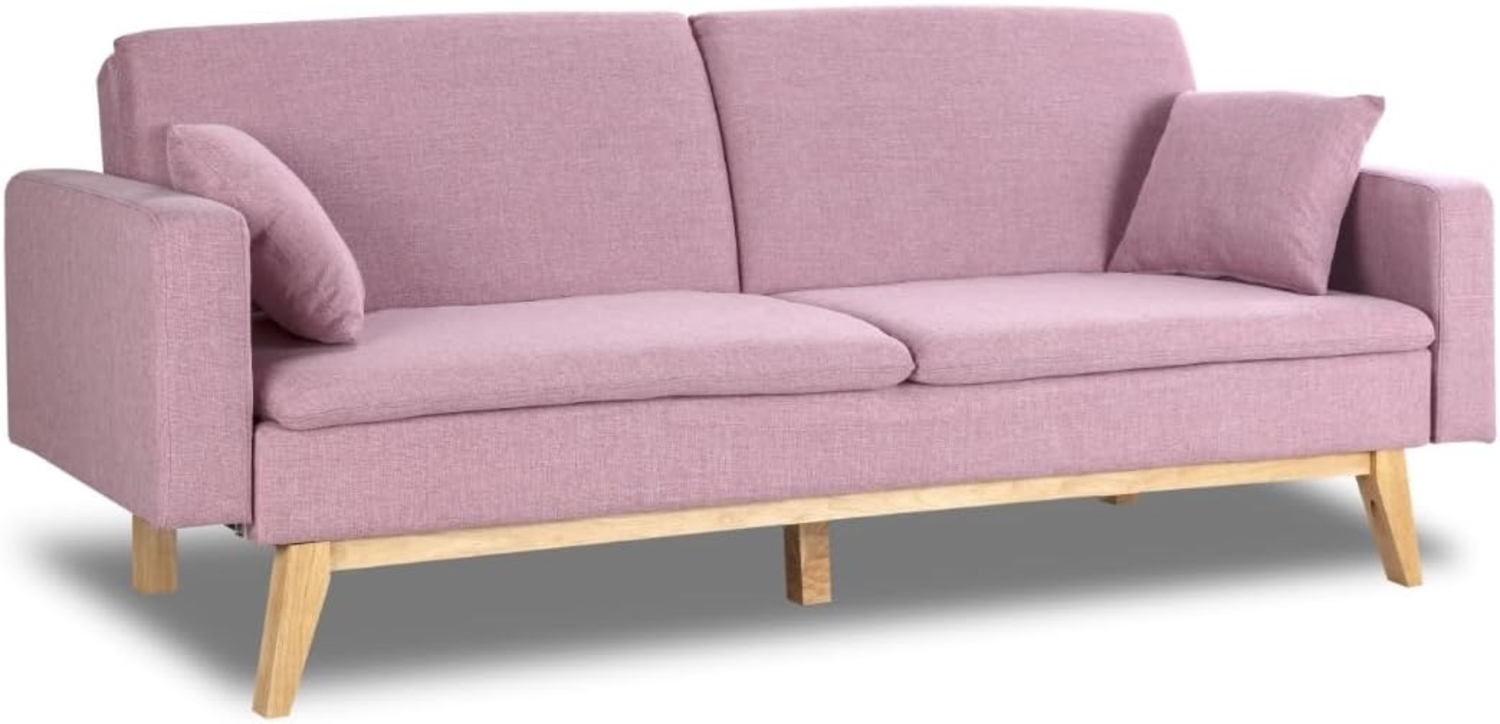 Don Descanso, Reine 3-Sitzer-Schlafsofa, Stoffpolsterung, Farbe Rose, Buch- oder Clic-Clac-Öffnungssystem, Sofagröße: 201 x 73 x 79 cm, Bettgröße: 201 x 99 x 42 cm, inklusive 2 Kissen Bild 1