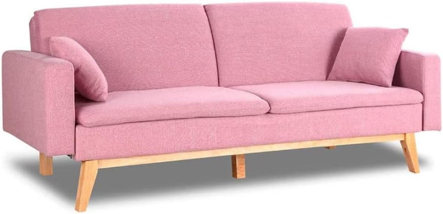 Don Descanso, Reine 3-Sitzer-Schlafsofa, Stoffpolsterung, Farbe Rose, Buch- oder Clic-Clac-Öffnungssystem, Sofagröße: 201 x 73 x 79 cm, Bettgröße: 201 x 99 x 42 cm, inklusive 2 Kissen Bild 1