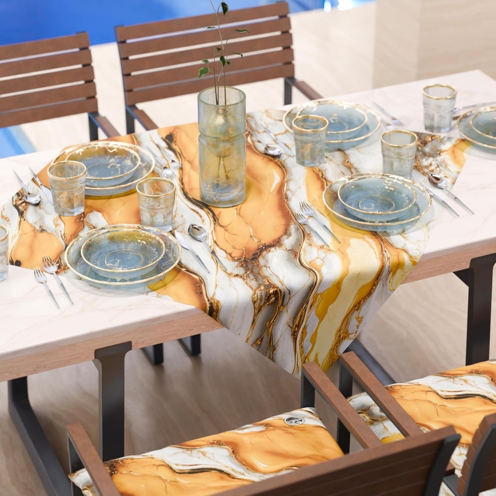 PETTI Artigiani Italiani - Moderne Tischdecke mit gelbem Marmoreffekt, Mitteldecke für die Küche, 90x90 cm, 100% Made in Italy Bild 1