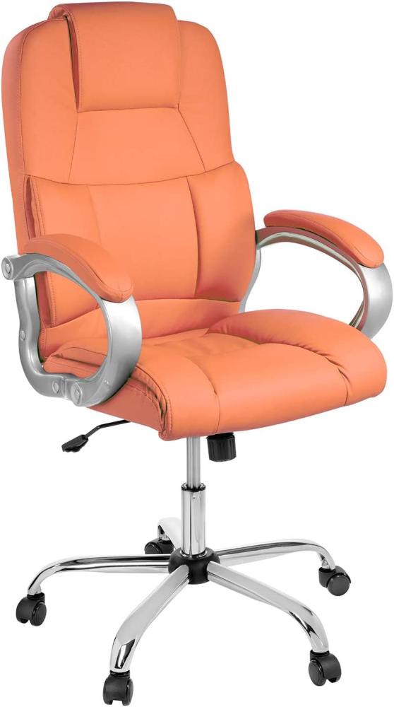 TPFLiving Bürostuhl Ergonomisch Schreibtischstuhl XXL Denver - Schwerlast Drehstuhl Chefsessel Modern aus Kunstleder mit abgebremsten Rollen - Belastbar bis 210kg - Orange Bild 1